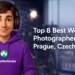 3D Pixar-style character in purple hoodie with ImageWorkIndia logo wearing headphones in a Prague studio setting
