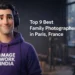 3D Pixar-style male character wearing purple ImageWorkIndia hoodie and headphones in a Paris photography studio