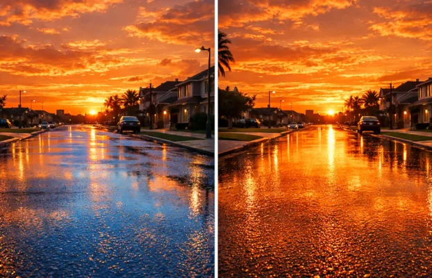 Sync AI Sky Swaps with Ground Reflections on Wet Pavement