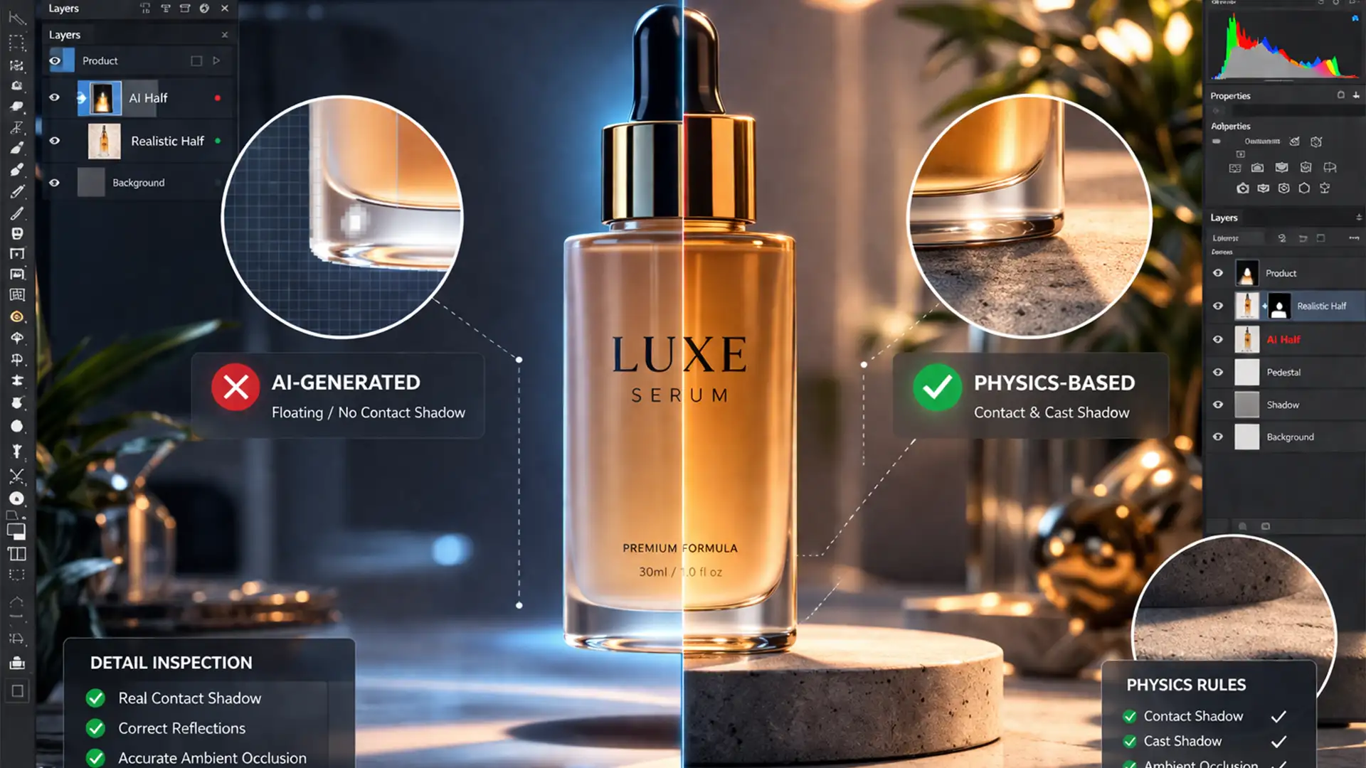 Fix Floating AI Products: Add Realistic Shadows in Photoshop