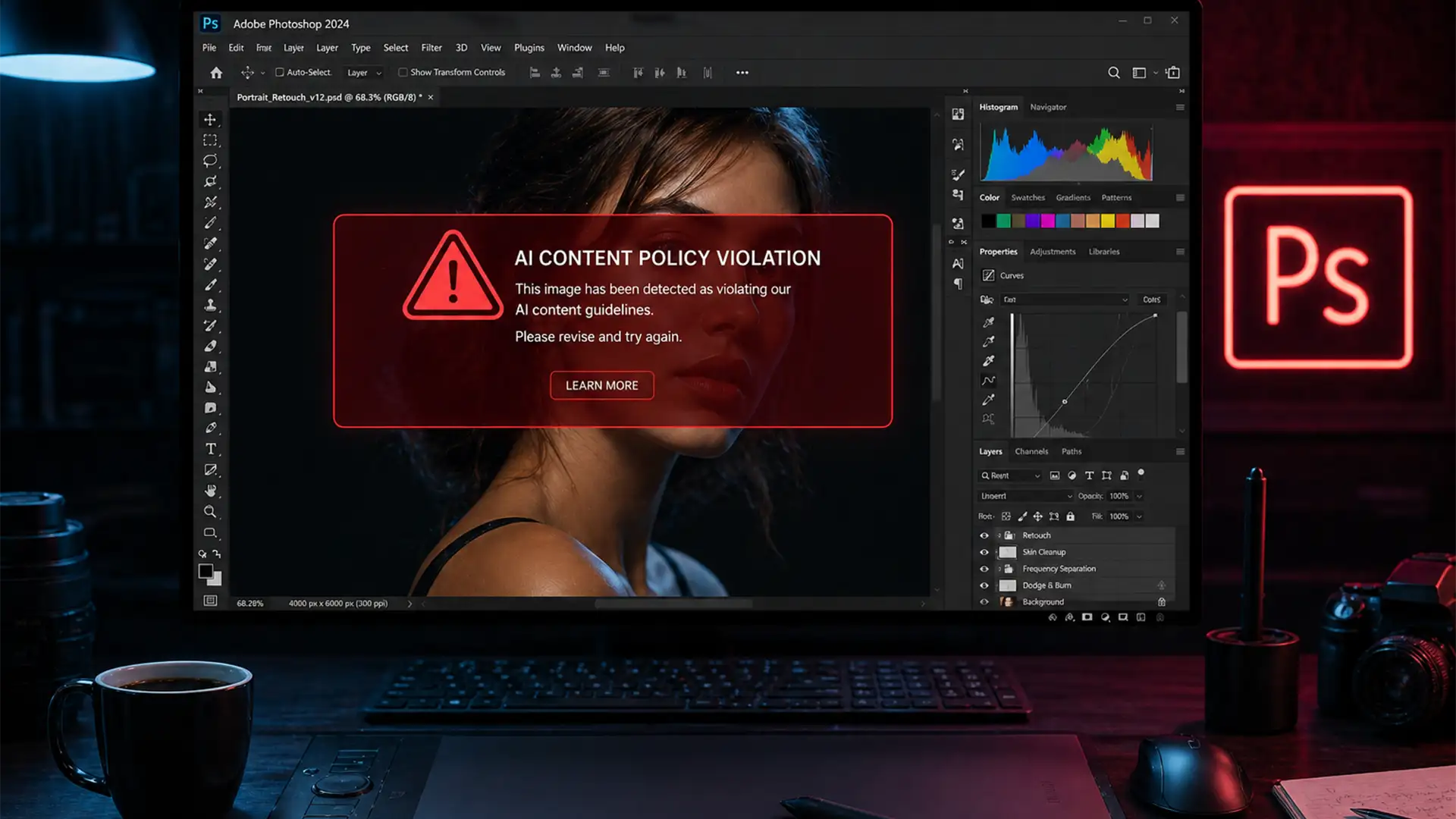 Fix Photoshop Generative Fill Violation Errors on Skin