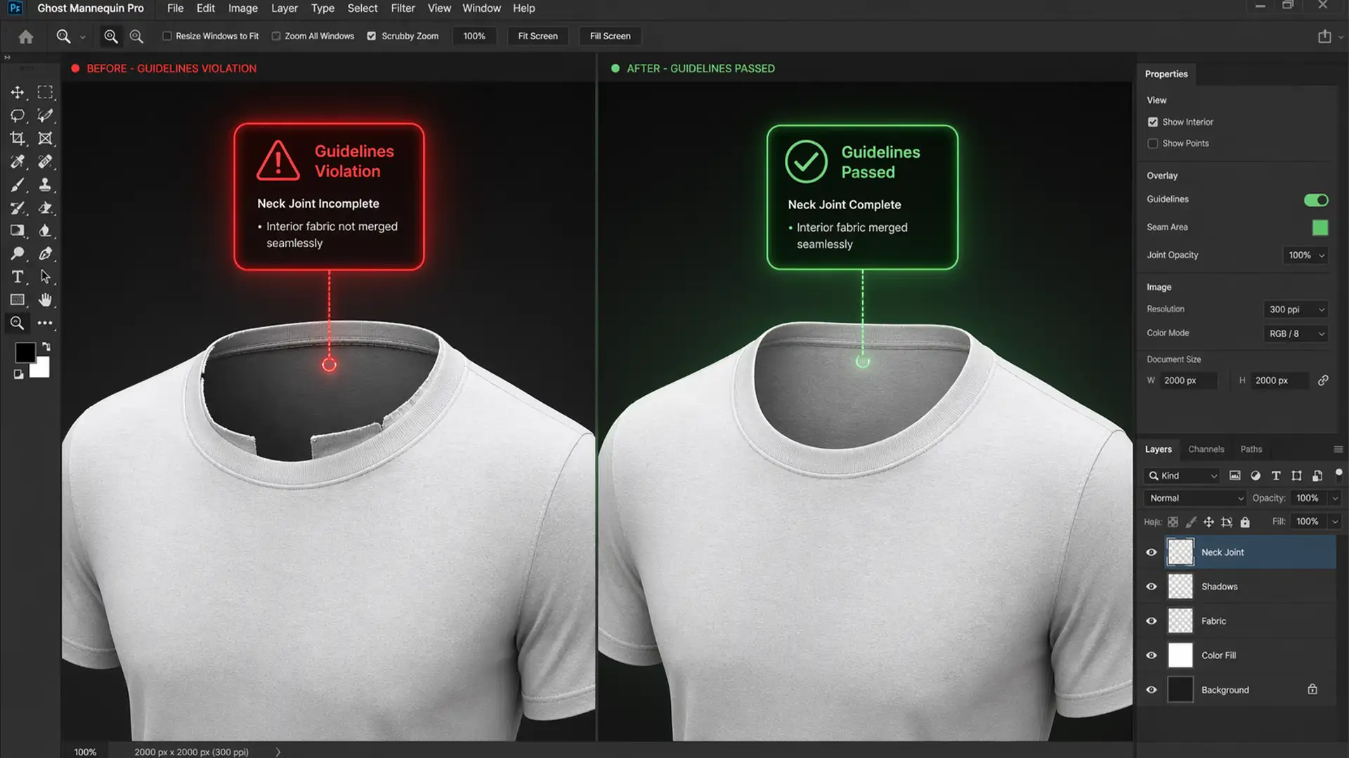 Bypassing the ‘Guidelines Violation’ Error in Photoshop for Ghost Mannequin Edits