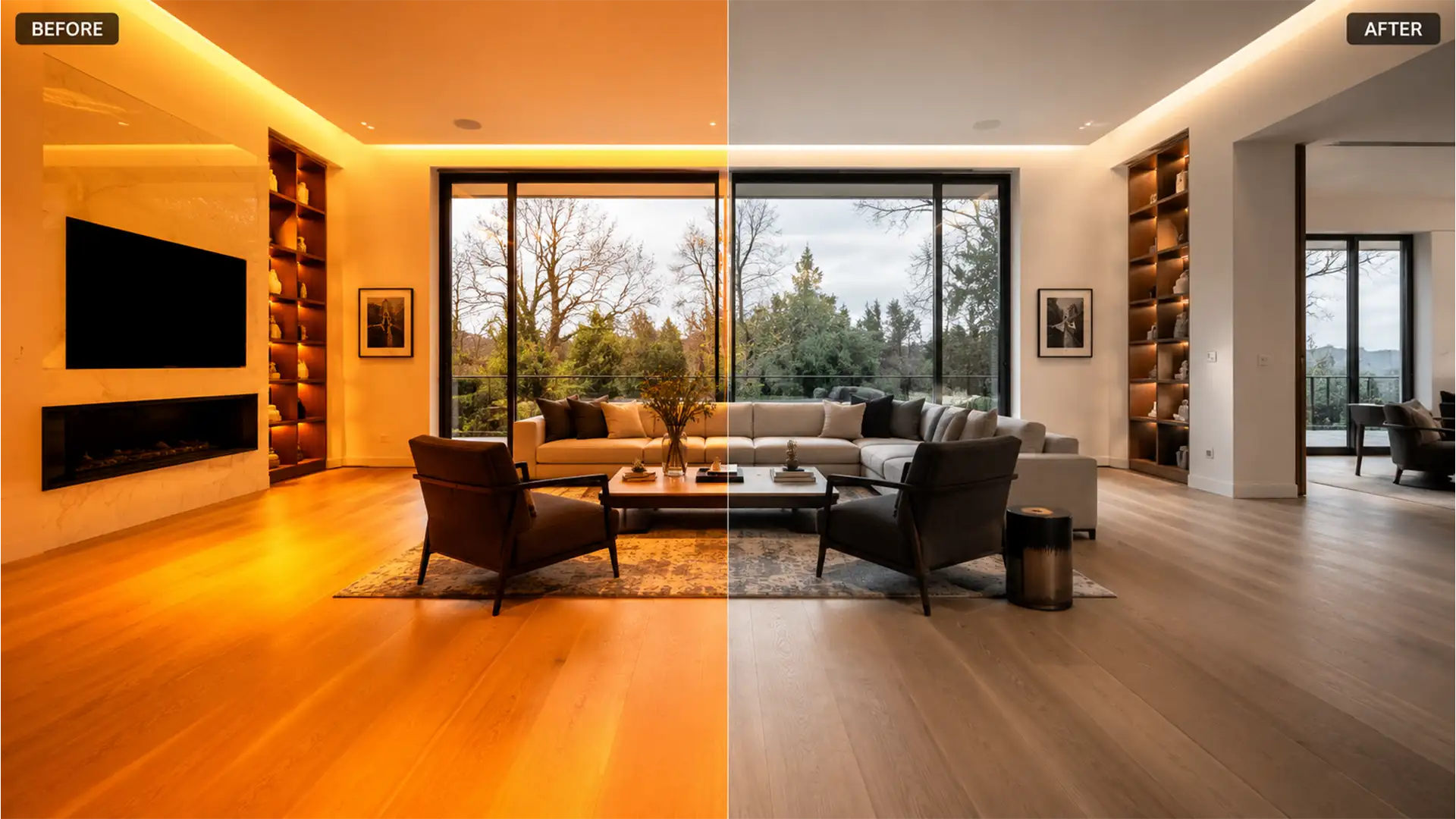 Batch Neutralize Orange Floors in Real Estate Photos