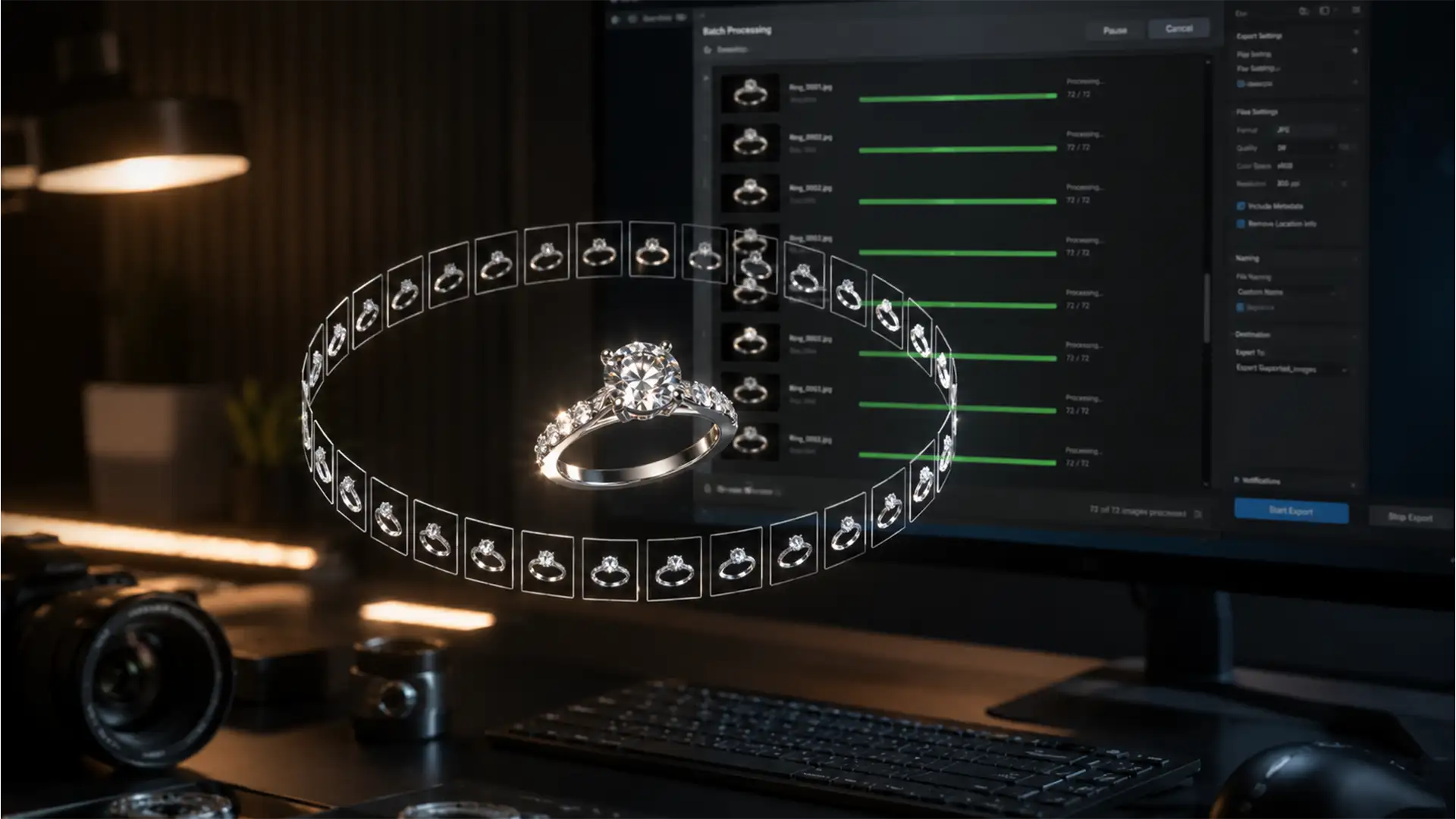 Batch Retouching Workflow for 360 Jewelry Rotations
