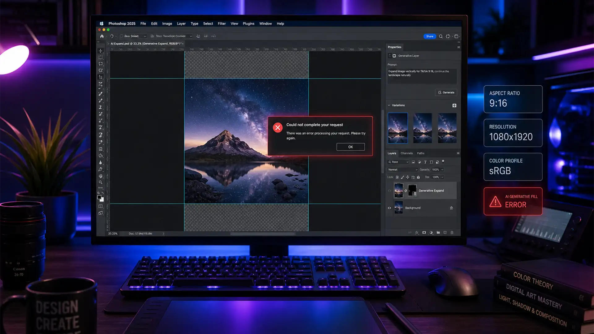 How to Fix ‘Invalid Request’ in Photoshop Generative Expand for TikTok 9:16 Crops