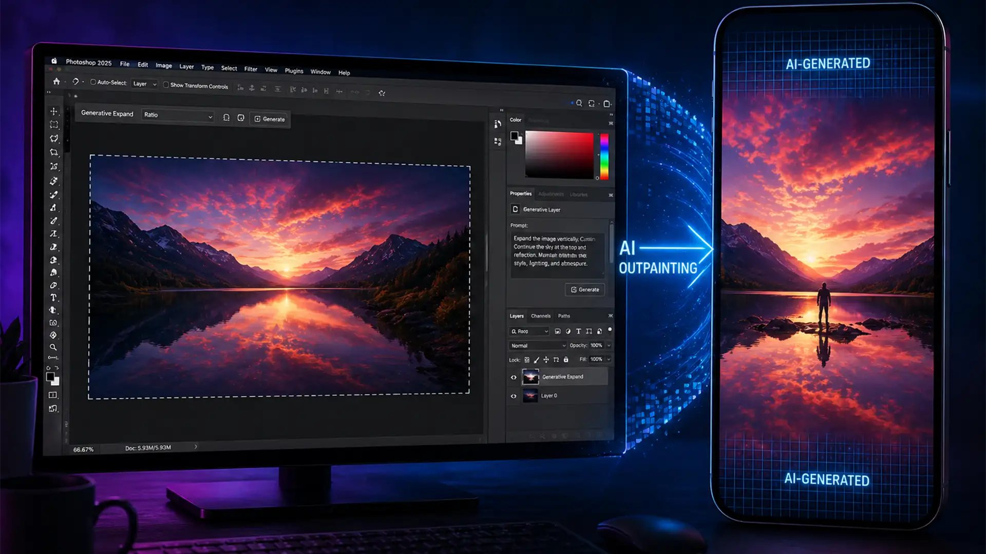 Photoshop AI Outpainting for TikTok 9:16 Conversion