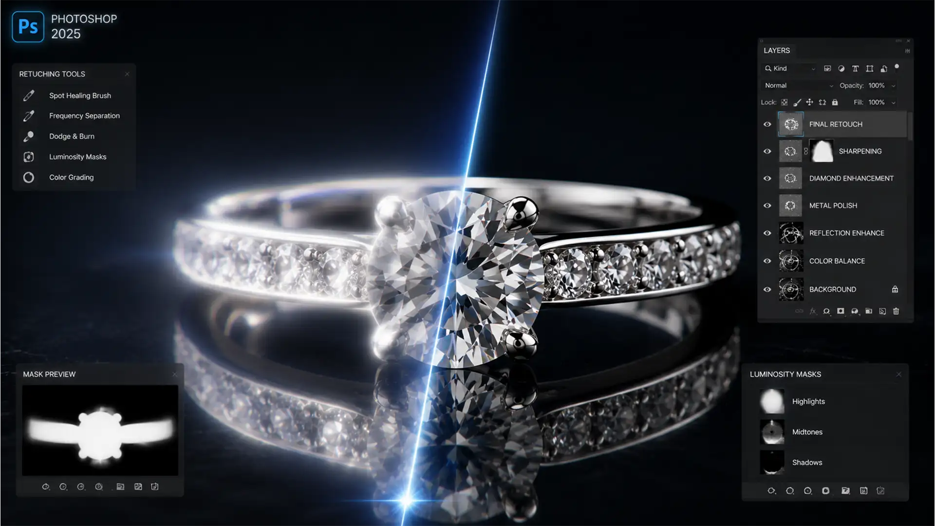 Fix Focus Stacking Halos in Macro Jewelry Photos